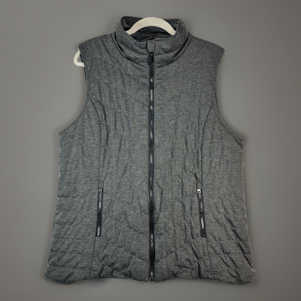 Bagatelle Collection Womens Plus 1X Gray Quilted Puffer Vest Full Zip Warm Comfy